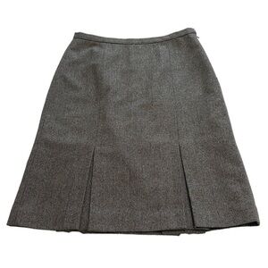 Eddie Bauer Gray Herringbone Box Pleat Skirt